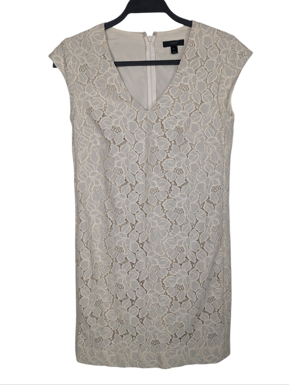J. Crew Lace Cap Sleeve Shift Cream Bridal Bride Cocktail Party Dress Size 2P
